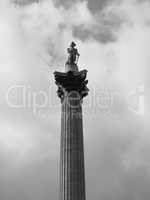 Black and white Nelson Column in London
