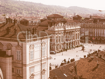 Retro looking Piazza Castello Turin