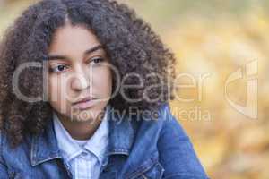 Sad Mixed Race African American Teenager Woman