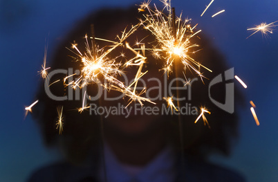 Girl Young Woman Playing with Sparklers