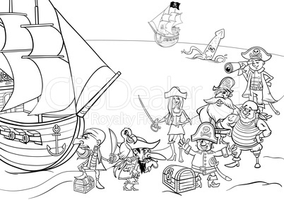 pirates with ship coloring book