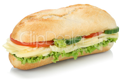Sandwich Baguette belegt mit Käse Freisteller