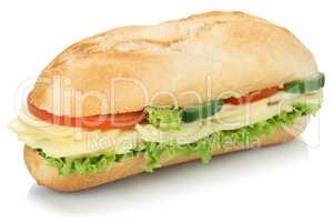 Sandwich Baguette belegt mit Käse Freisteller