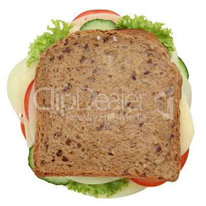 Sandwich Toast zum Frühstück belegt mit Käse Freisteller von