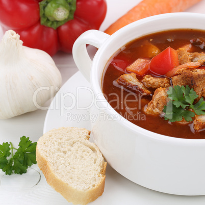 Gesunde Ernährung Gulasch Suppe Gulaschsuppe mit Fleisch und Pa