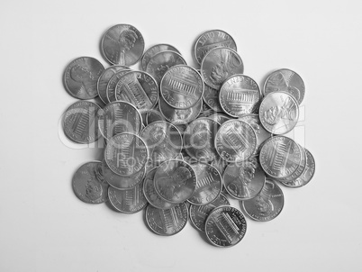 Black and white Dollar coins 1 cent