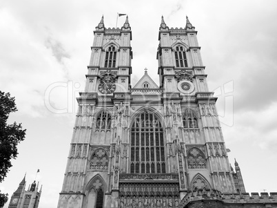 Black and white Westminster Abbey in London