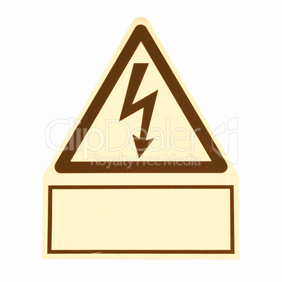 Danger of death Electric shock vintage