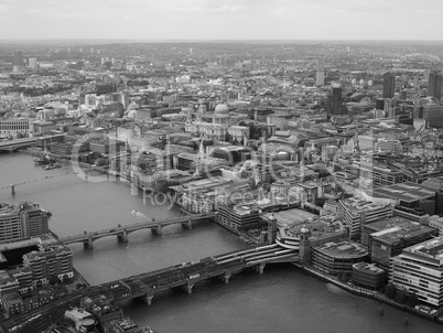 Black and white Aerial view of London