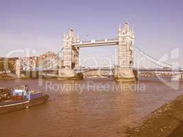 Retro looking Tower Bridge in London