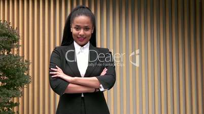 Portrait Worker Happy Multi-ethnic Black Manager Businesswoman Smiling At Camera
