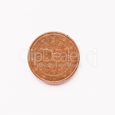 Portuguese 1 cent coin vintage