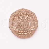 UK 20 pence coin vintage