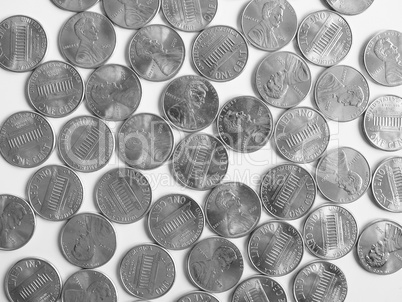 Black and white Dollar coins 1 cent