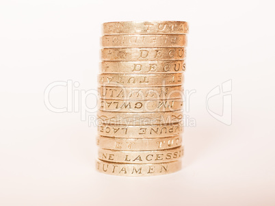 Pound coin pile vintage