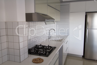 Modern white kitchen .