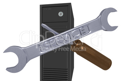 Wrench and screwdriver with PC
