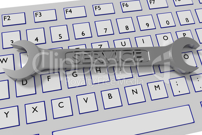 Wrench lying on PC keyboard