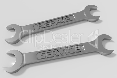 Wrench with inscription REPAIR SERVICE