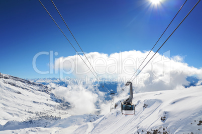 Luftseilbahn im Skigebiet Flims