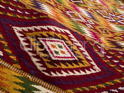 Close up of handmade traditional wool rug