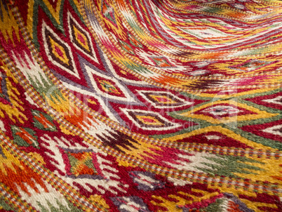 Close up of handmade traditional wool rug