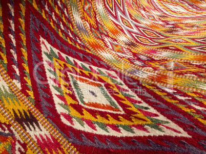 Close up of handmade traditional wool rug