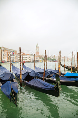 Gondolas floating in Grand Canal