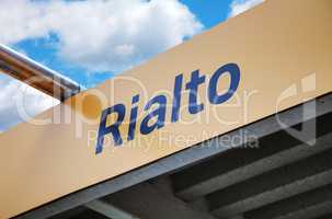Rialto water bus stop sign