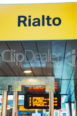 Rialto water bus stop sign