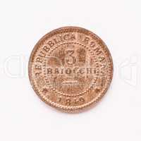 Old Italian coin 3 baiocchi vintage