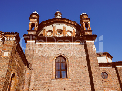 Retro look Sant Eustorgio church Milan