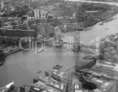 Black and white Aerial view of London