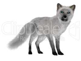 White fox standing - 3D render