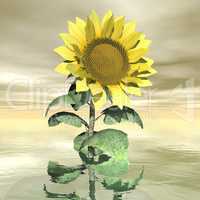 Beautiful yellow sunflower - 3D render
