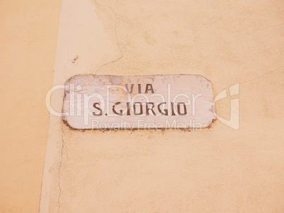 Via San Giorgio street sign vintage