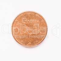 Greek 5 cent coin vintage
