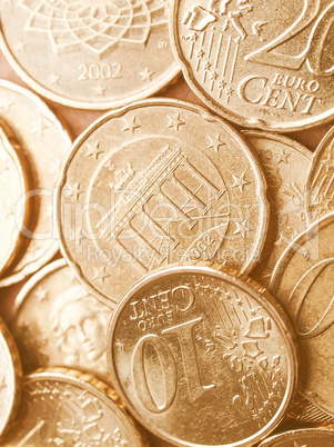 Euro coins background vintage