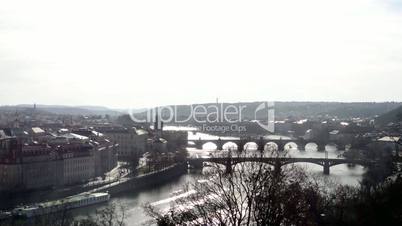 Prague city, Vltava river with bridges
