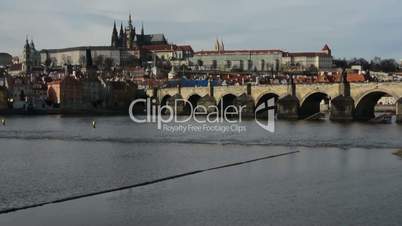 Prague Castle and Charles Bridge with Vltava river (Hradcany)