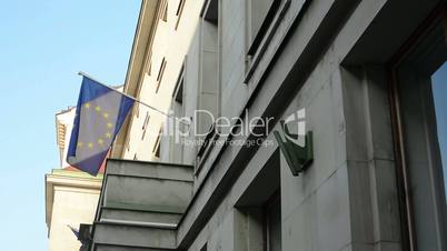 European Union Flag hanging on the state building