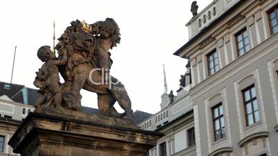 Prague Castle (morning) - Lion and Flag
