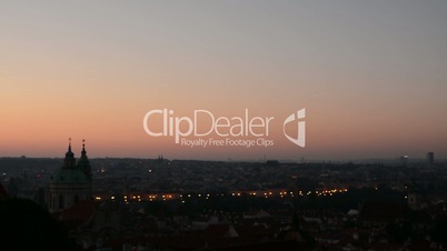 Sunrise over city Prague