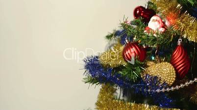 Part of decorated Christmas Tree - white background
