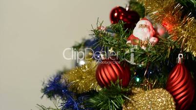 Part of decorated Christmas Tree - white background