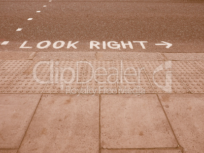 Look right sign vintage