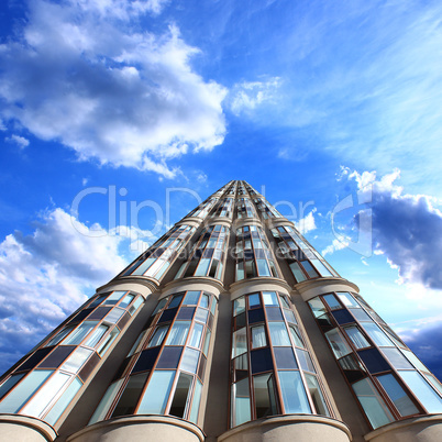 modern skyscraper on a background of blue sky