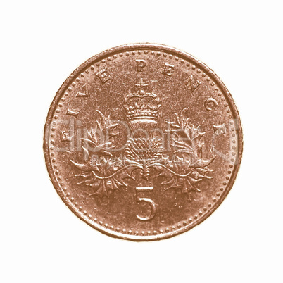 Five pence coin vintage