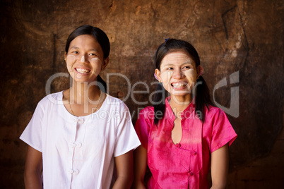 Two happy young Myanmar girls