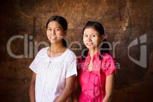 Two young Myanmar girls portrait